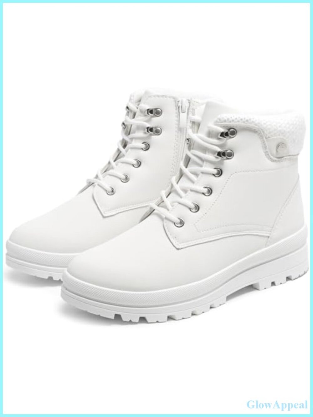 Waterproof Fur Lined Platform Combat Boots Women Ankle Side Zipper Non Slip